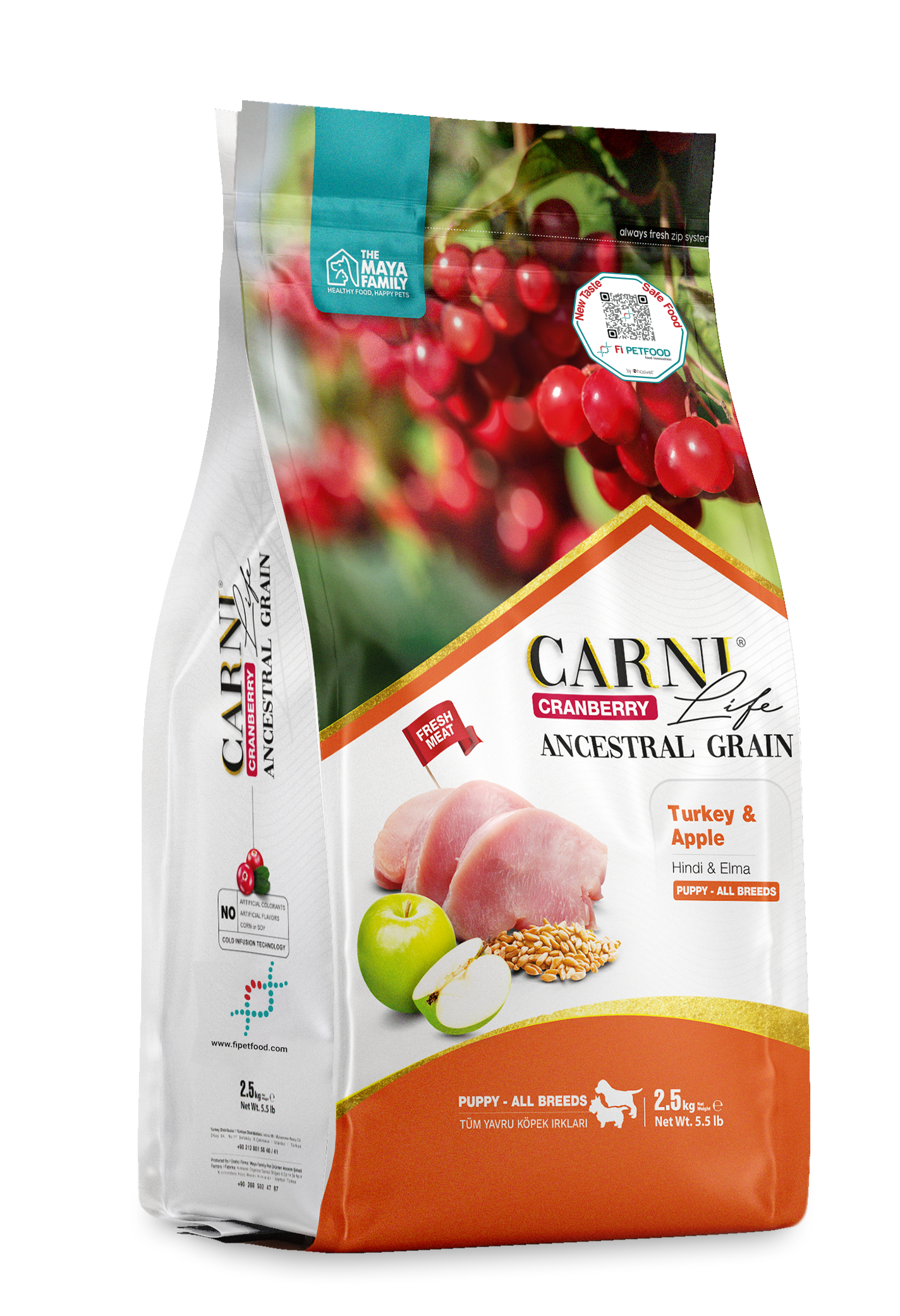 CARNI LIFE CRANBERRY ANCESTRAL GRAIN KÖPEK HİNDİ & ELMA PUPPY TÜM IRKLAR 